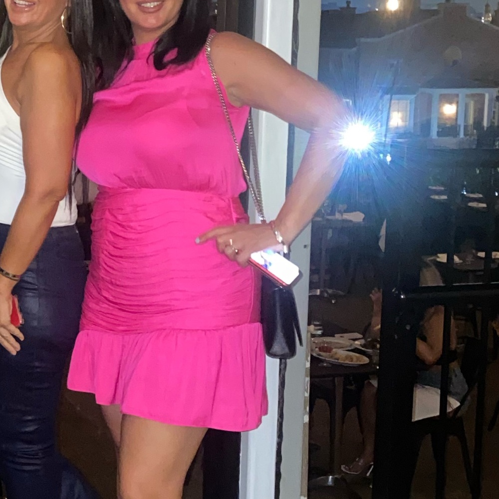 A beautiful , sexy hot pink cocktail dress.